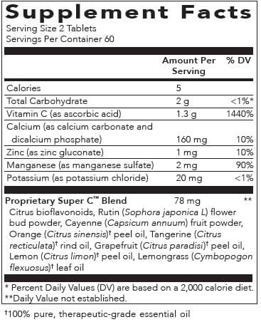 Super C Vitamin C Supplement - Drug Facts | Be Vivid You