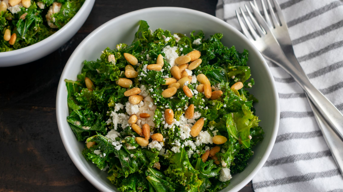 kale salad with parmesan and pine nuts