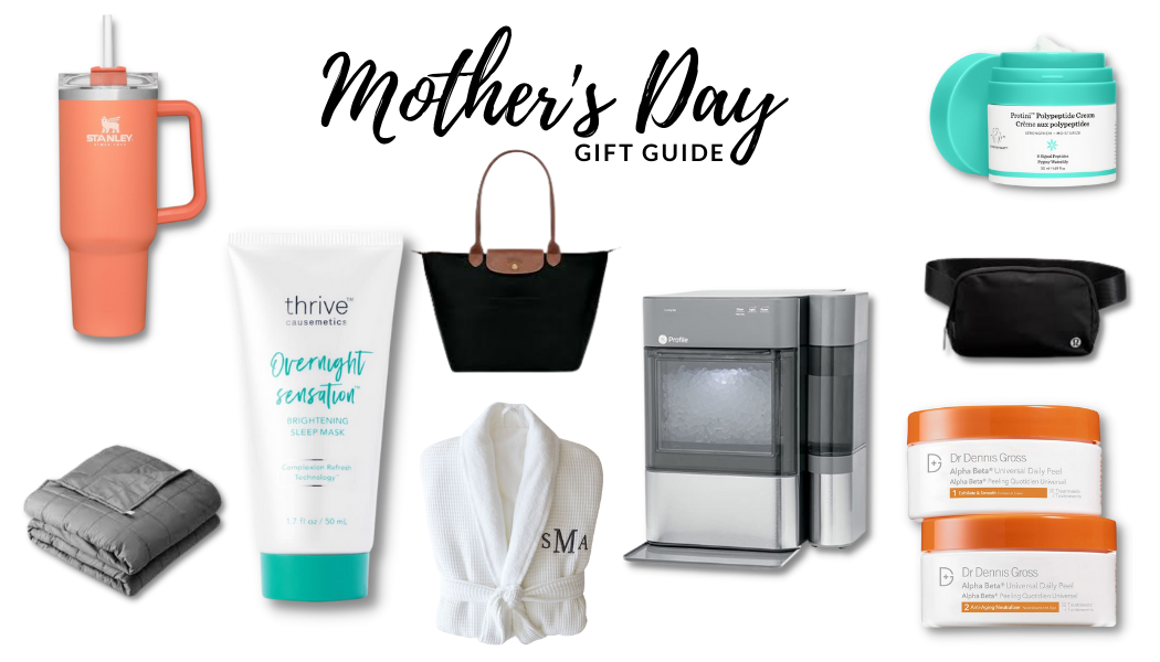 gift ideas for mother's day including kitchen, beach, skincare, and spa themed